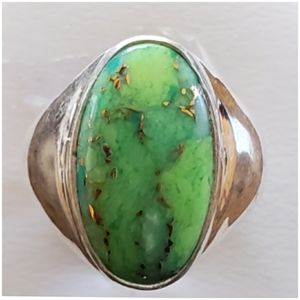 Genuine Copper Green Turquoise Ring Size 7.5